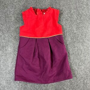 Janie and Jack Girls Red Purple Wool Blend Ruffle Dress 18-24 Months Holiday